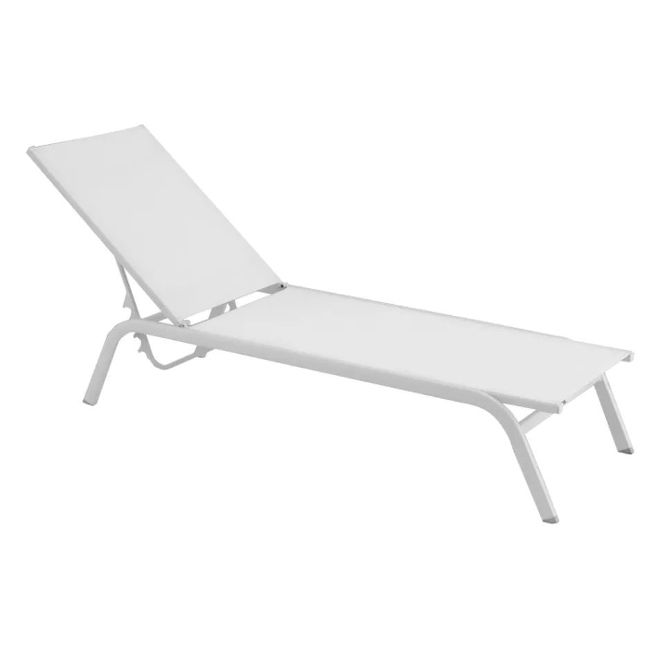 Garden Sunbeds in Painted Aluminium and Textilene, 2 Pieces - Bunny Viadurini