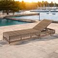 Outdoor Sunbed with Wheels in Hand Woven Polyrattan - Gigi