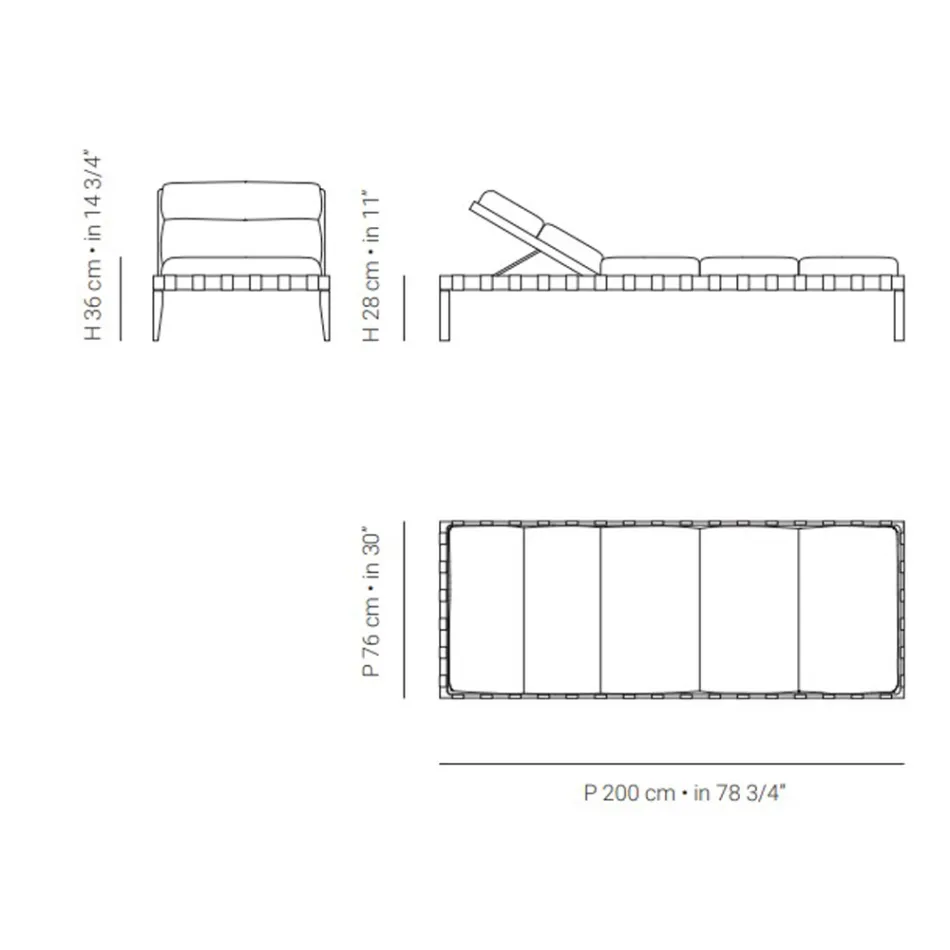 Outdoor Lounger with Teak Wood Frame Made in Italy - Briga Viadurini