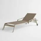 Outdoor Sunbed in Aluminium with Wheels and Armrests Modern Design - Carmine Viadurini