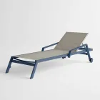 Outdoor Sunbed in Aluminium with Wheels and Armrests Modern Design - Carmine Viadurini