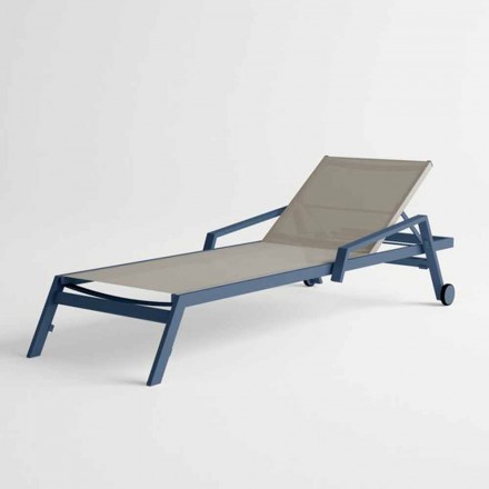 Outdoor Sunbed in Aluminium with Wheels and Armrests Modern Design - Carmine Viadurini