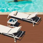 Outdoor Sunbed in Aluminium with Wheels and Armrests Modern Design - Carmine Viadurini