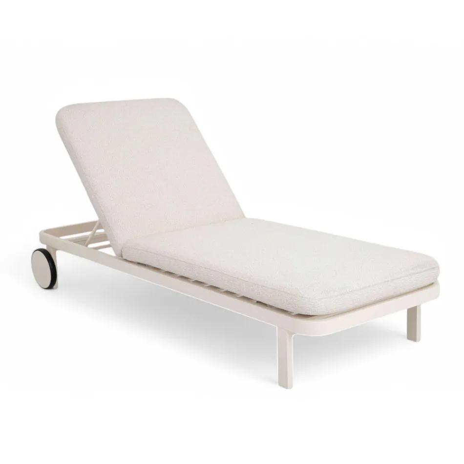 Outdoor Lounger in Aluminium and Fabric with Wheels - Solaria Viadurini