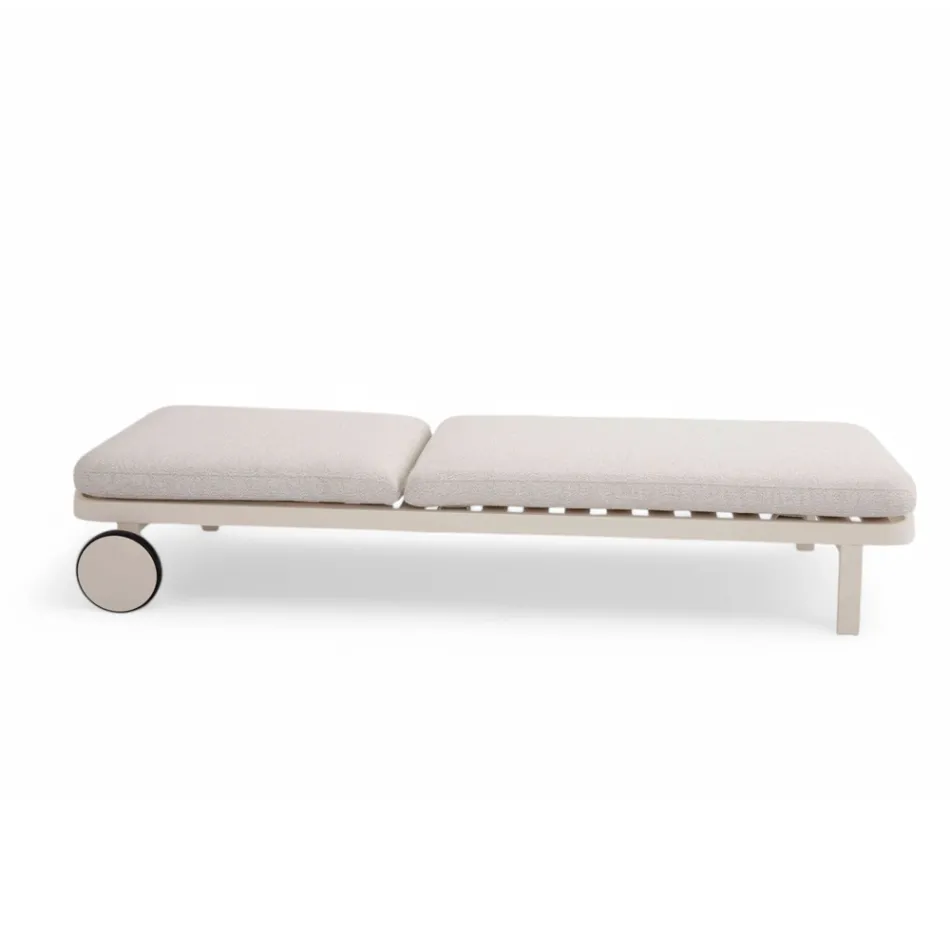 Outdoor Lounger in Aluminium and Fabric with Wheels - Solaria Viadurini