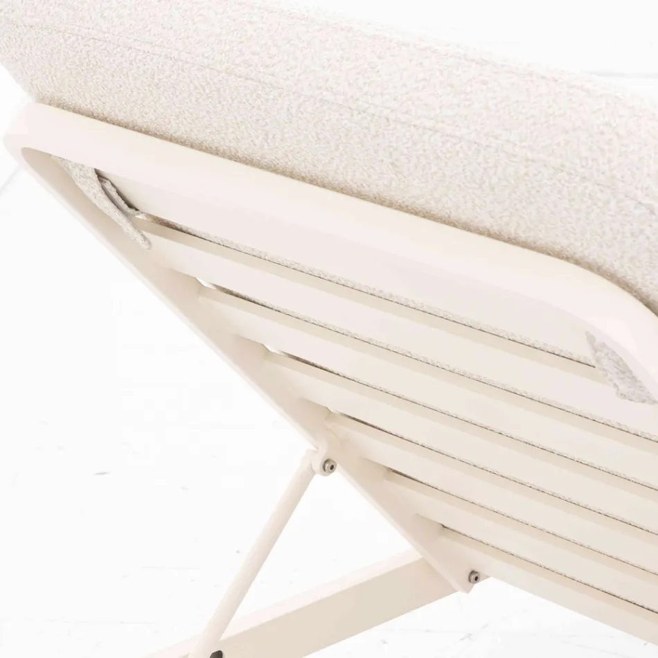 Outdoor Lounger in Aluminium and Fabric with Wheels - Solaria Viadurini