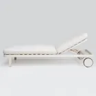 Outdoor Lounger in Aluminium and Fabric with Wheels - Solaria Viadurini