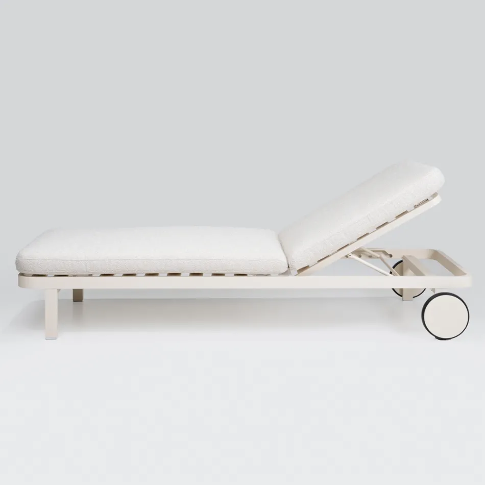 Outdoor Lounger in Aluminium and Fabric with Wheels - Solaria Viadurini