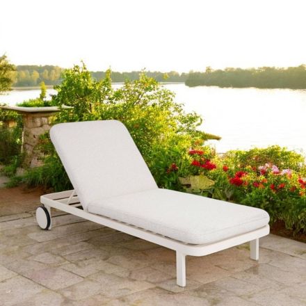 Outdoor Lounger in Aluminium and Fabric with Wheels - Solaria Viadurini