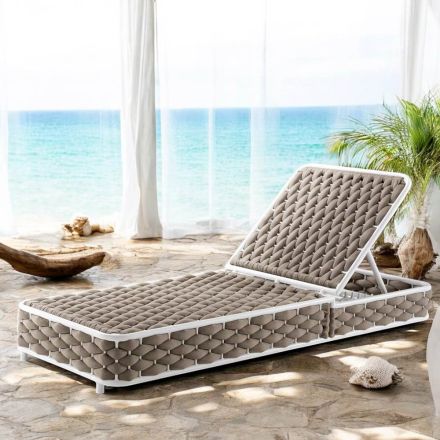 Outdoor Sunbed in Aluminium and Woven Fabric with Wheels - Reda Viadurini