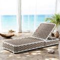 Outdoor Sunbed in Aluminium and Woven Fabric with Wheels - Reda
