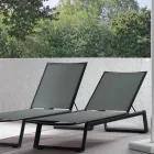 Outdoor Sunbed in Aluminium and Textilene with Retractable Wheels, 2 Pieces - Donkey Viadurini