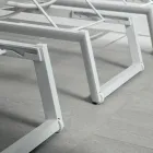 Outdoor Sunbed in Aluminium and Textilene with Retractable Wheels, 2 Pieces - Donkey Viadurini