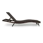 Outdoor Sunbed in Polyrattan with Wheels - Meredith Viadurini