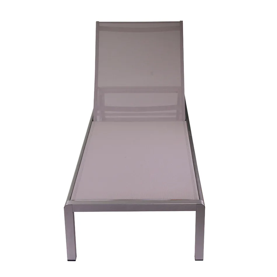 Outdoor Lounger Made of Anodized Aluminium and Textilene - Block Viadurini