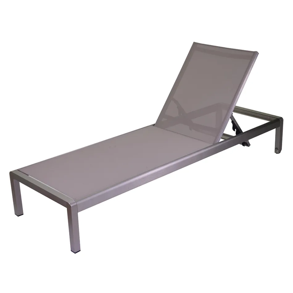Outdoor Lounger Made of Anodized Aluminium and Textilene - Block Viadurini