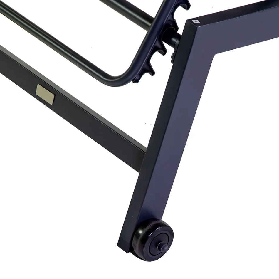 Outdoor Lounger Made of Aluminium and Textilene with 2 Wheels - Costume Viadurini