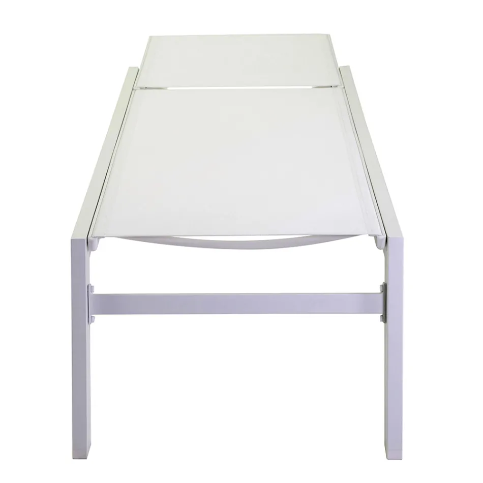 Outdoor Lounger Made of Aluminium and Textilene with 2 Wheels - Costume Viadurini