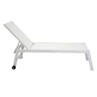 Outdoor Lounger Made of Aluminium and Textilene with 2 Wheels - Costume Viadurini
