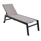 Outdoor Lounger Made of Aluminium and Textilene with 2 Wheels - Costume Viadurini