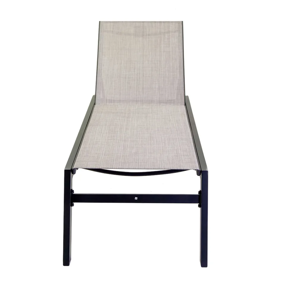 Outdoor Lounger Made of Aluminium and Textilene with 2 Wheels - Costume Viadurini