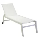 Outdoor Lounger Made of Aluminium and Textilene with 2 Wheels - Costume Viadurini