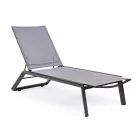 Reclining Outdoor Lounger with Aluminium and Textilene Wheels - Jewel Viadurini