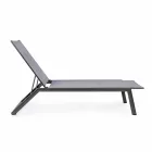 Reclining Outdoor Lounger with Aluminium and Textilene Wheels - Jewel Viadurini