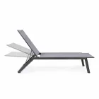 Reclining Outdoor Lounger with Aluminium and Textilene Wheels - Jewel Viadurini