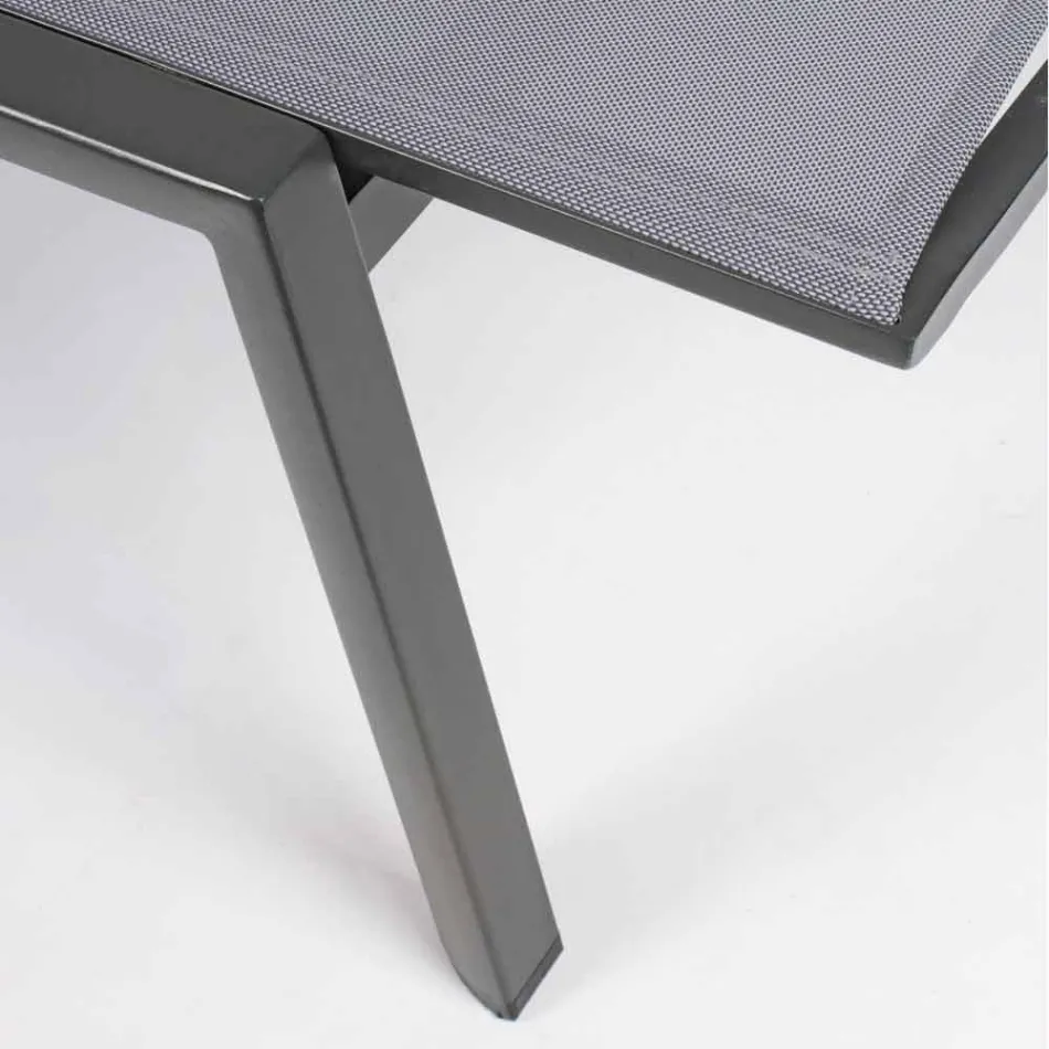 Reclining Outdoor Lounger with Aluminium and Textilene Wheels - Jewel Viadurini