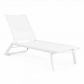 Reclining Outdoor Chaise Longue with Wheels, Aluminium and Textilene - Jewel