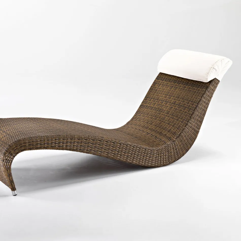 Polyrattan Garden Sunbed with Headrest Cushion - Viserys Viadurini