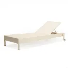 Poly Rattan Garden Lounger with Wheels - Sunbathe Viadurini