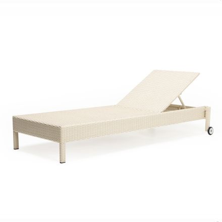 Poly Rattan Garden Lounger with Wheels - Sunbathe Viadurini