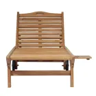 Teak Garden Lounger with Removable Table and Wheels - Oasi Viadurini