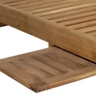 Teak Garden Lounger with Removable Table and Wheels - Oasi Viadurini
