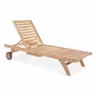 Modern Reclining Garden Lounger with Wheels in Teak Wood - Canary Viadurini