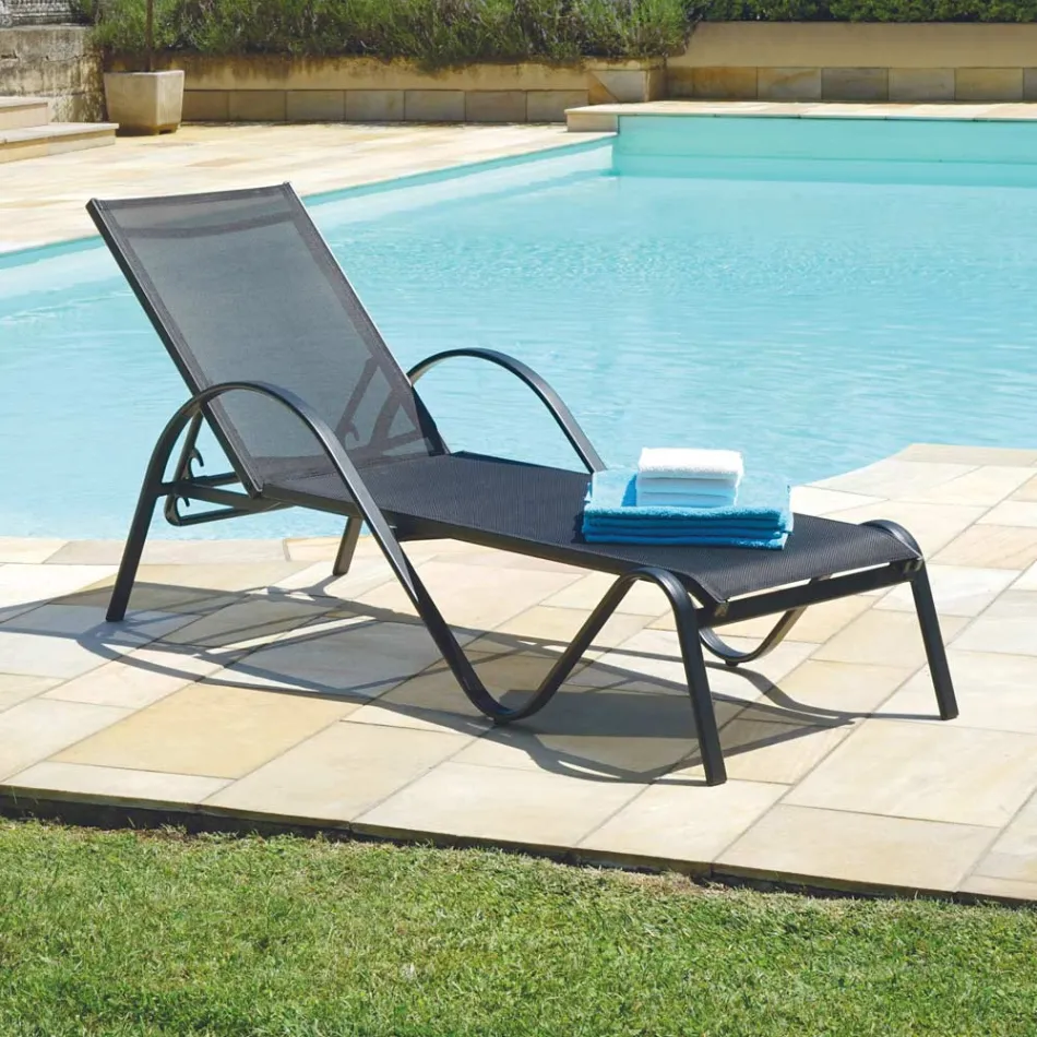 Stackable Garden Lounger in Aluminium and Textilene - Spero Viadurini
