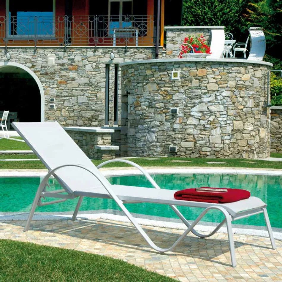 Stackable Garden Lounger in Aluminium and Textilene - Spero Viadurini