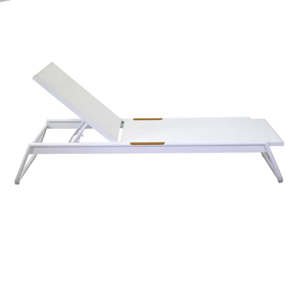 Aluminium and Textilene Cot with Polywood Insert - Ink Viadurini