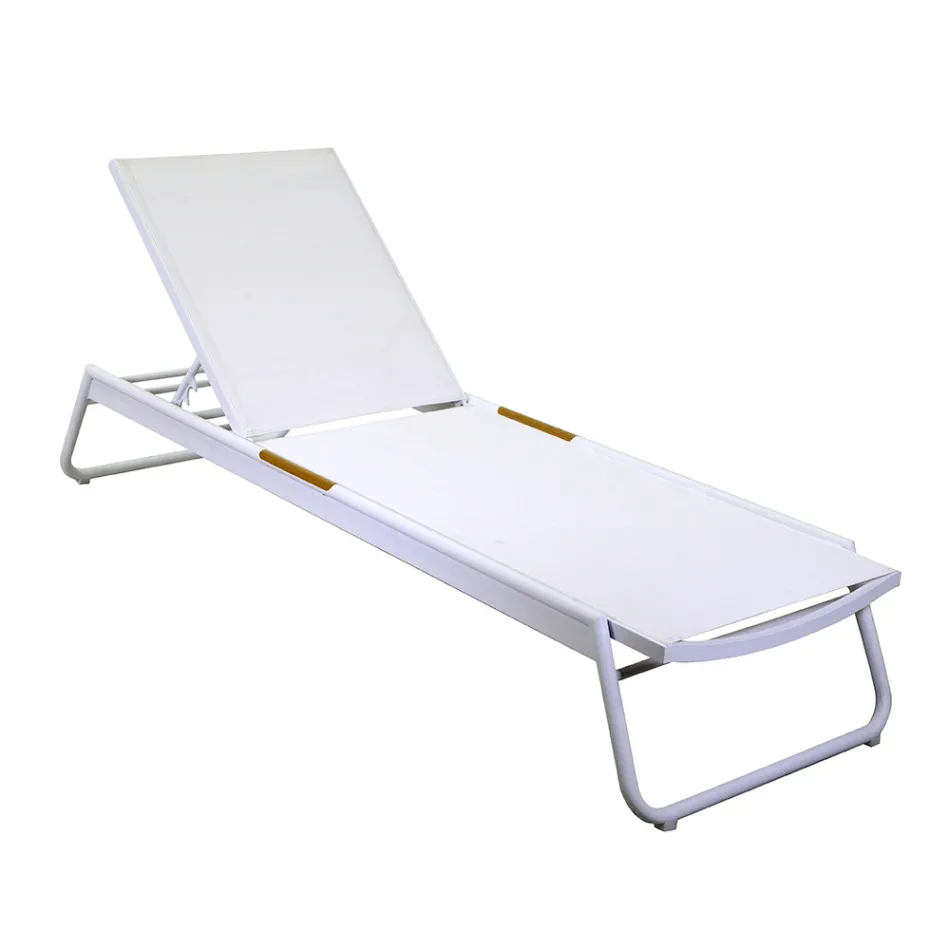 Aluminium and Textilene Cot with Polywood Insert - Ink Viadurini