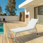 Modern Garden Sunbed in Aluminium with Wheels for Outdoors - Franz Viadurini