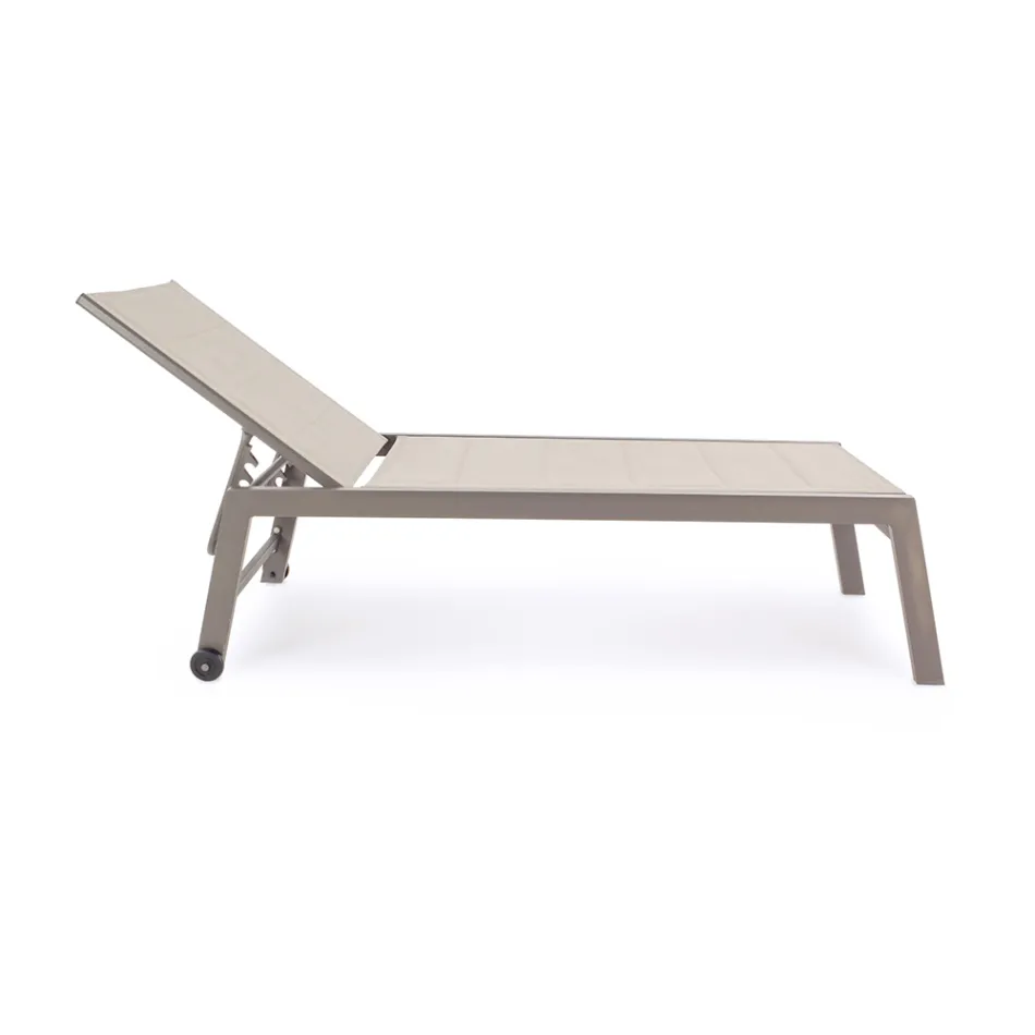 Modern Garden Sunbed in Aluminium with Wheels for Outdoors - Franz Viadurini