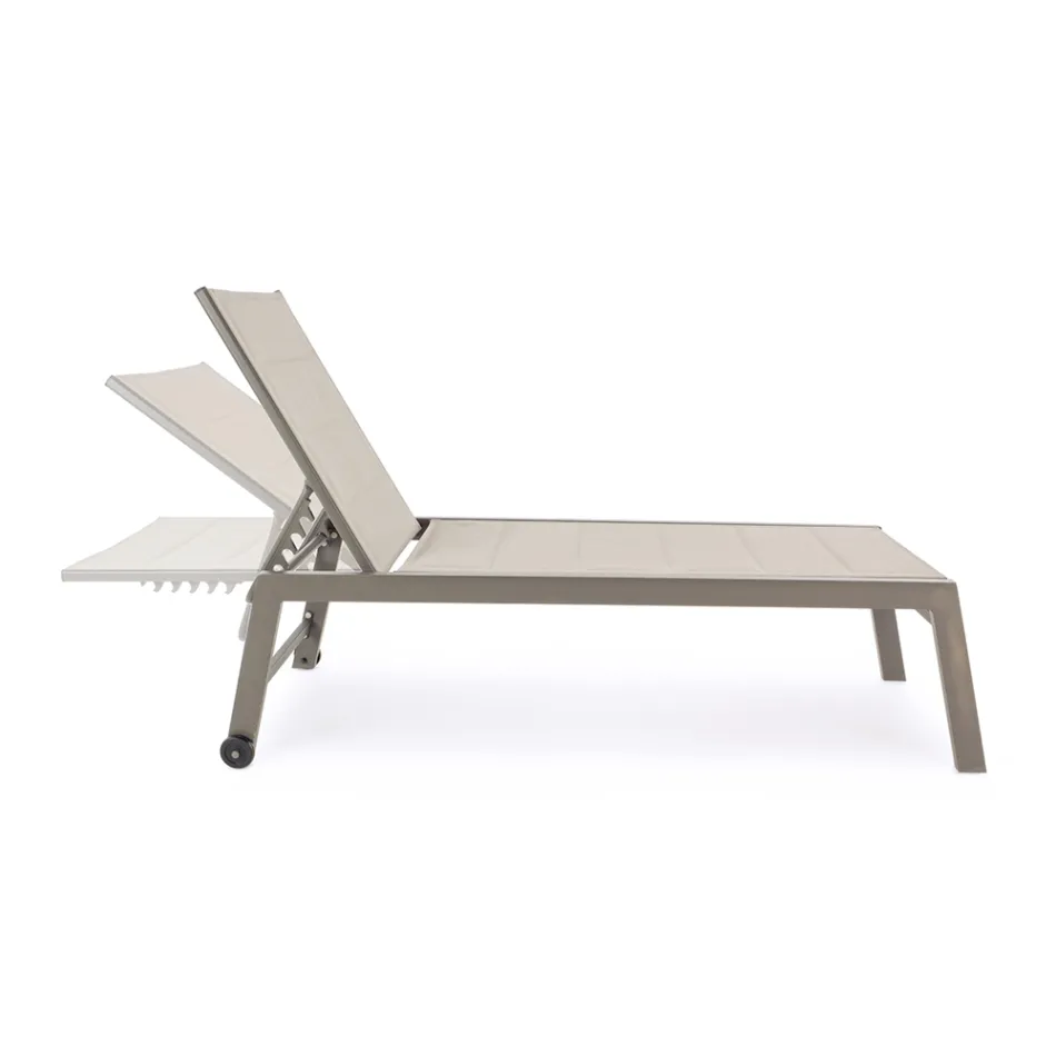 Modern Garden Sunbed in Aluminium with Wheels for Outdoors - Franz Viadurini