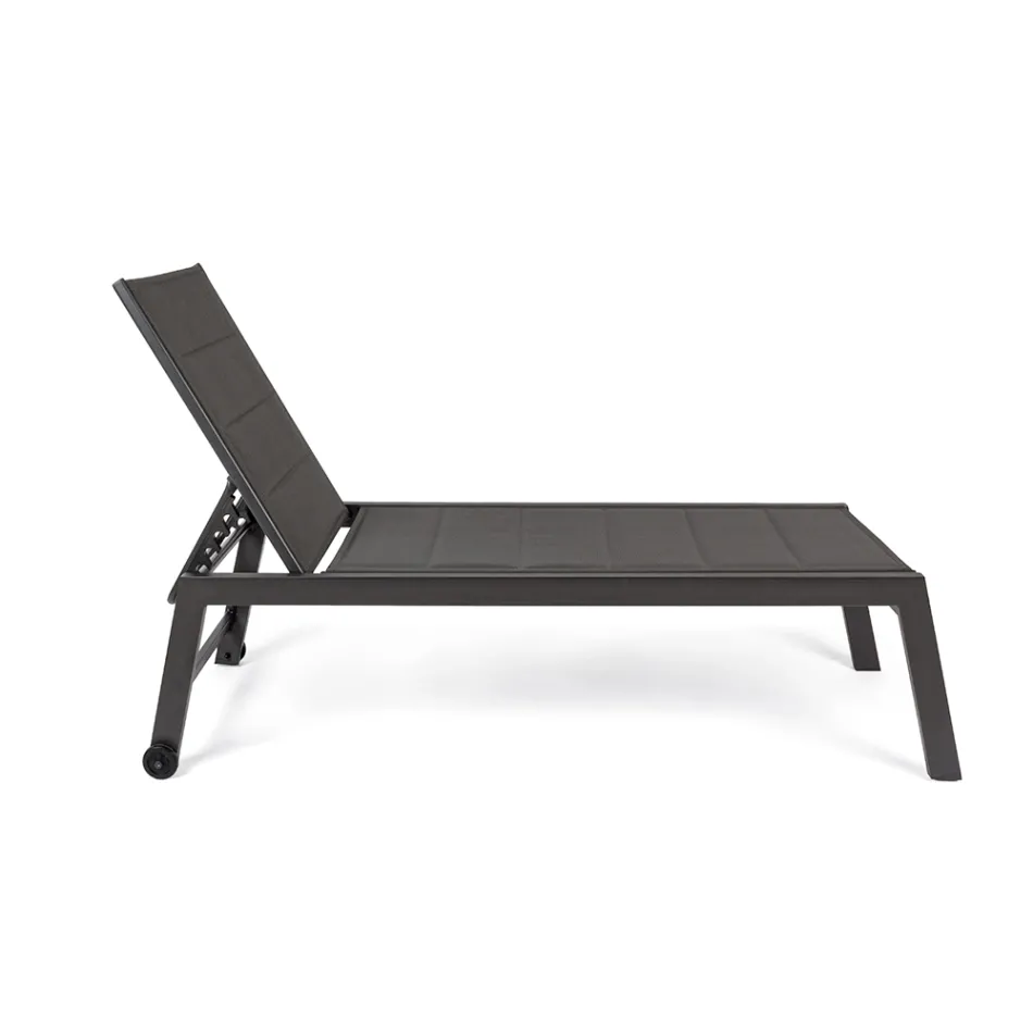 Modern Garden Sunbed in Aluminium with Wheels for Outdoors - Franz Viadurini