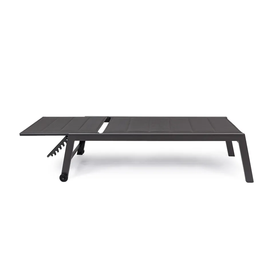 Modern Garden Sunbed in Aluminium with Wheels for Outdoors - Franz Viadurini