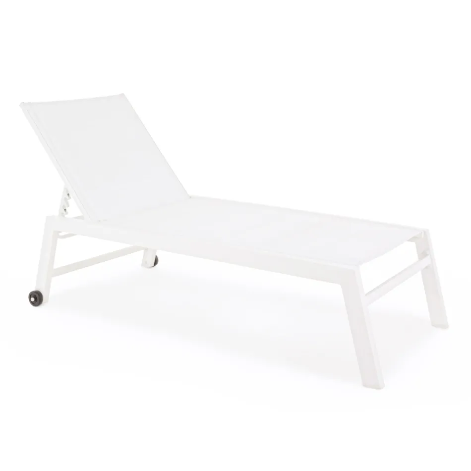 Modern Garden Sunbed in Aluminium with Wheels for Outdoors - Franz Viadurini