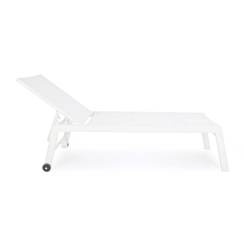 Modern Garden Sunbed in Aluminium with Wheels for Outdoors - Franz Viadurini