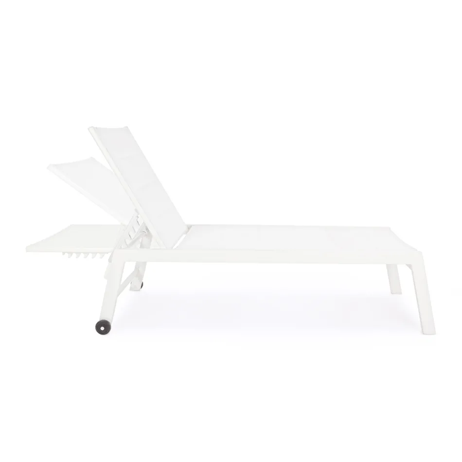 Modern Garden Sunbed in Aluminium with Wheels for Outdoors - Franz Viadurini