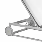 Garden Sun Lounger in Aluminium, Wheels and Reclining Backrest - Julie Viadurini